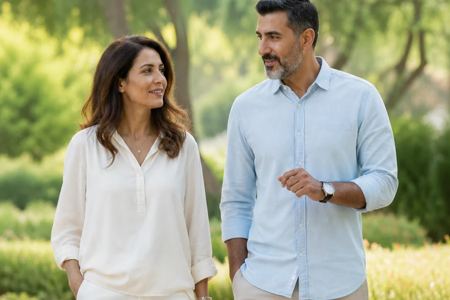 A couple walking in a Dubai park