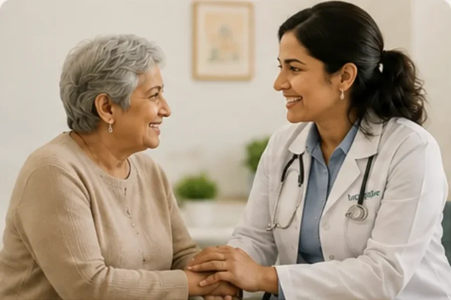 A doctor in consultation with an older patient